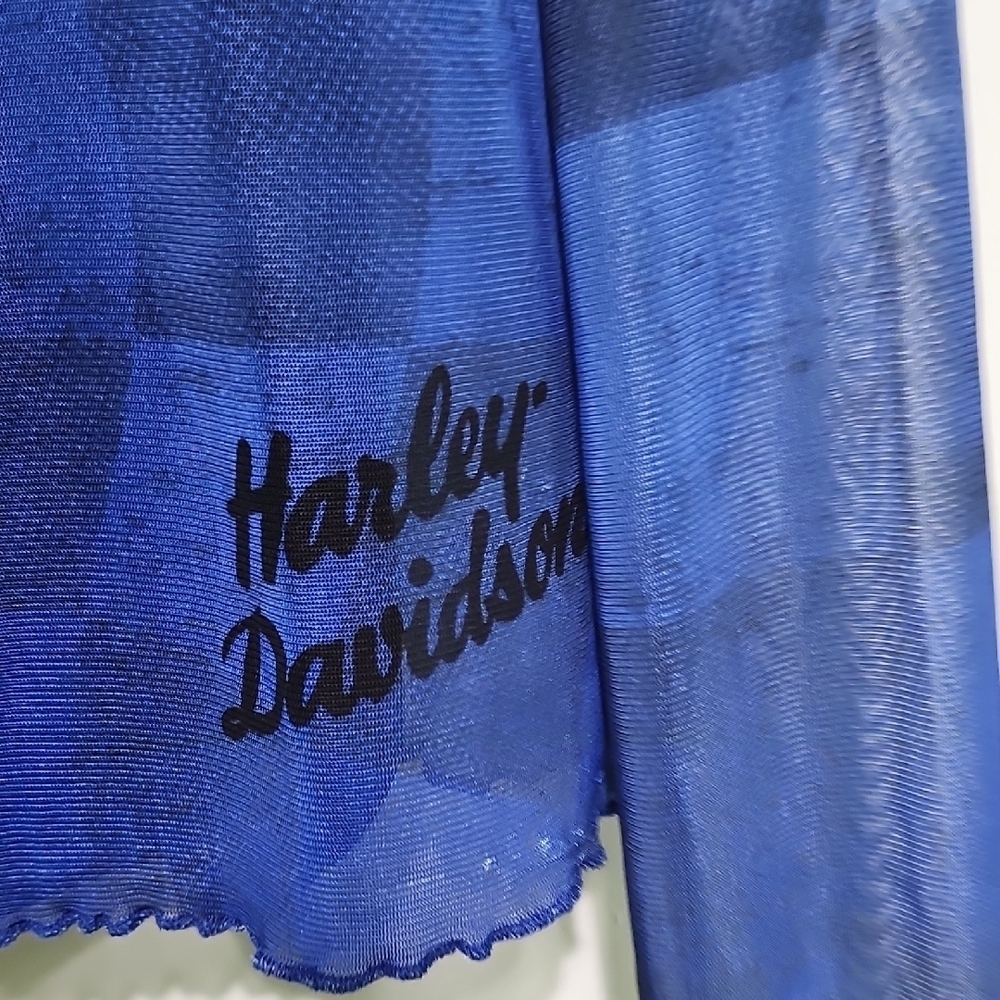 Harley-Davidson Blue Graphic Fitted Long Sleeve Blouse - Picture 5 of 10